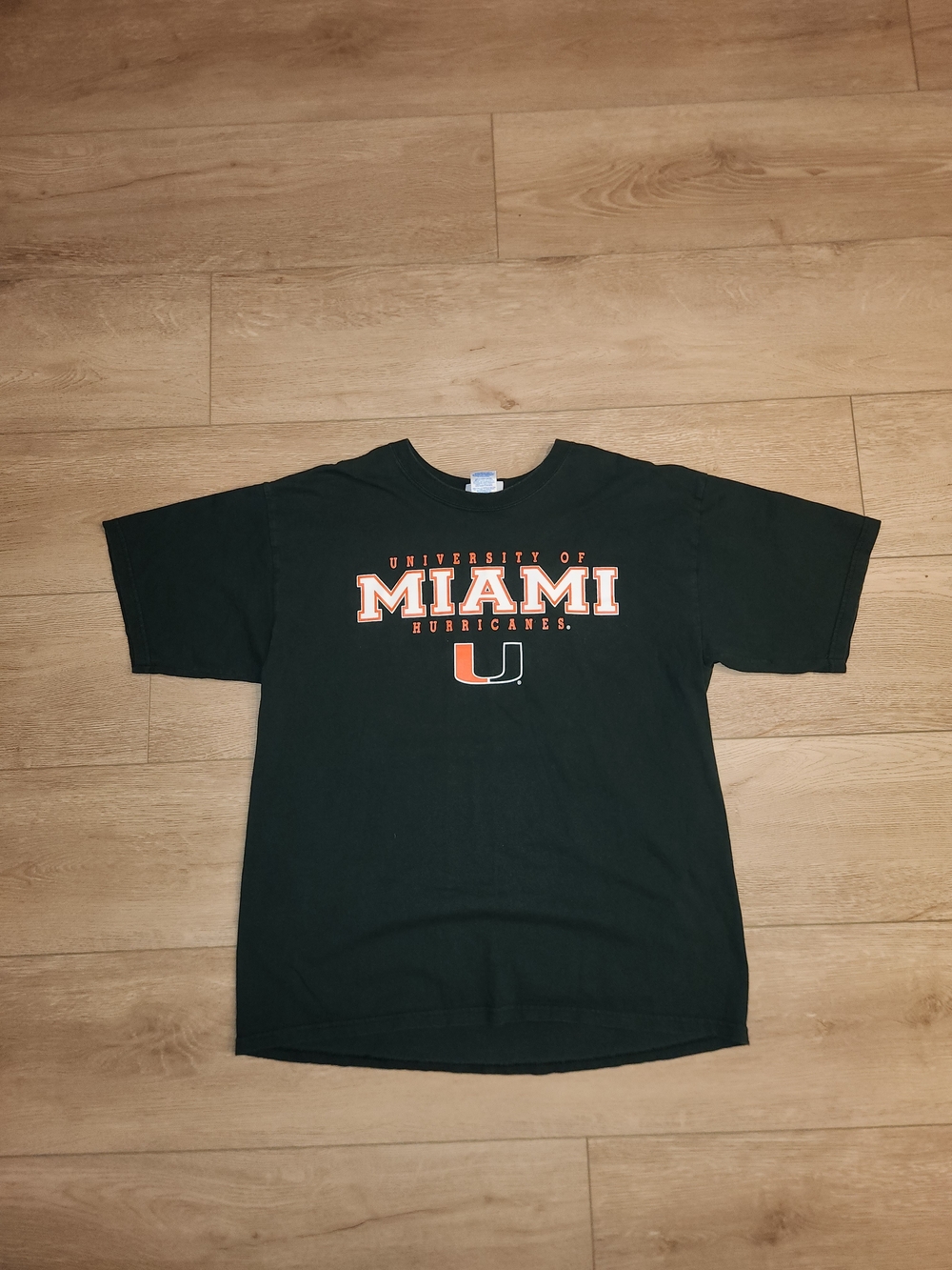 Vintage Y2K Miami Hurricanes Forest Green And Orange Screen Printed Mens Size XL